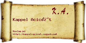 Kappel Acicét névjegykártya